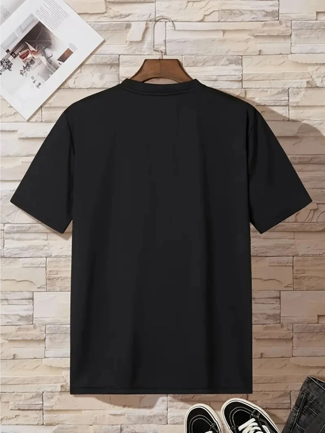Black T-shirt American Freedom Symbol Comfortable Cotton Casual Round Neck Perfect for Outdoor Activities  Casual Attire