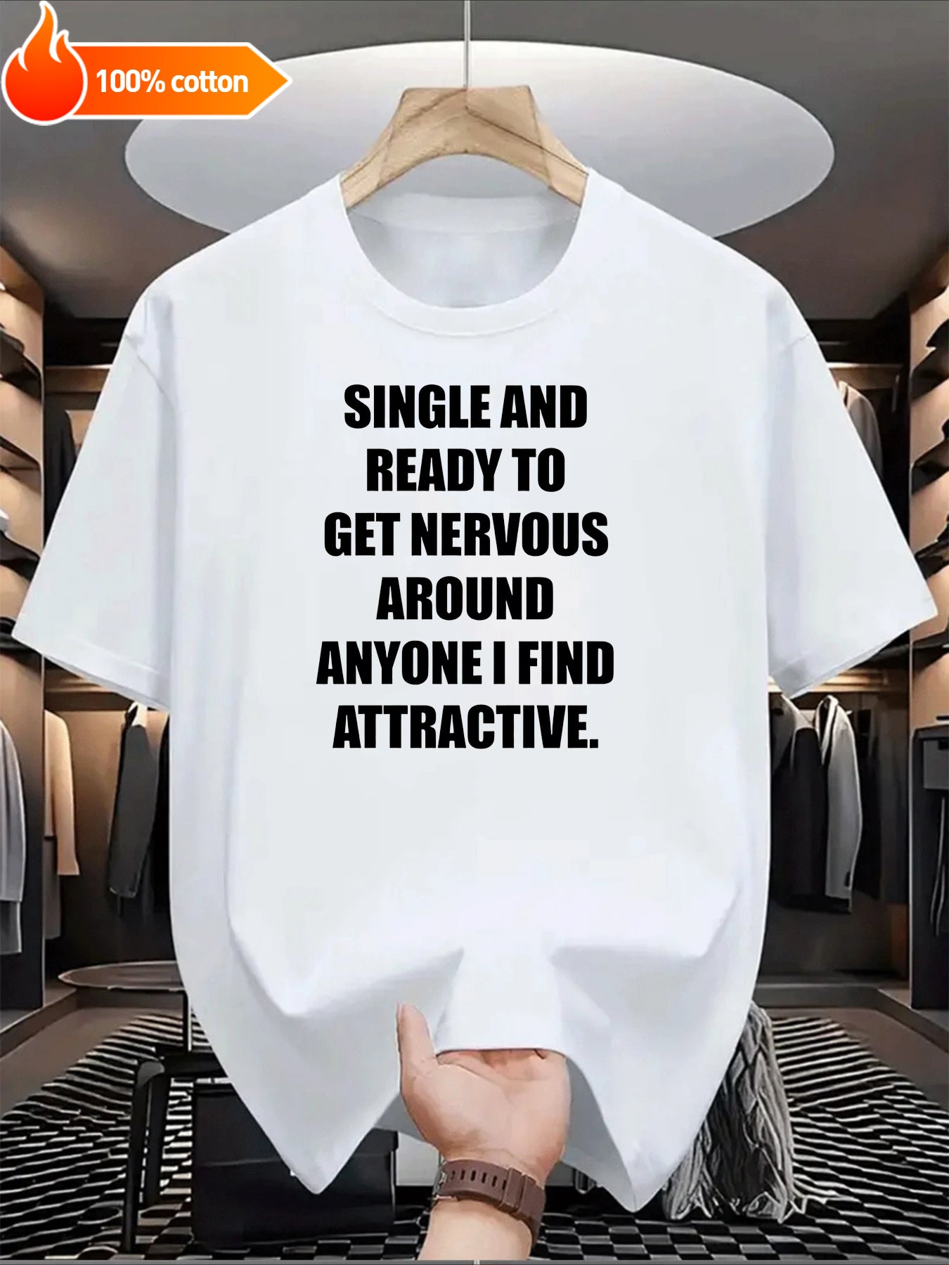 White T-shirt Single and Ready to Get Nervous Around Anyone I Find Attractive. Comfortable Cotton Casual Round Neck Perfect for Outdoor Activities Casual Attire