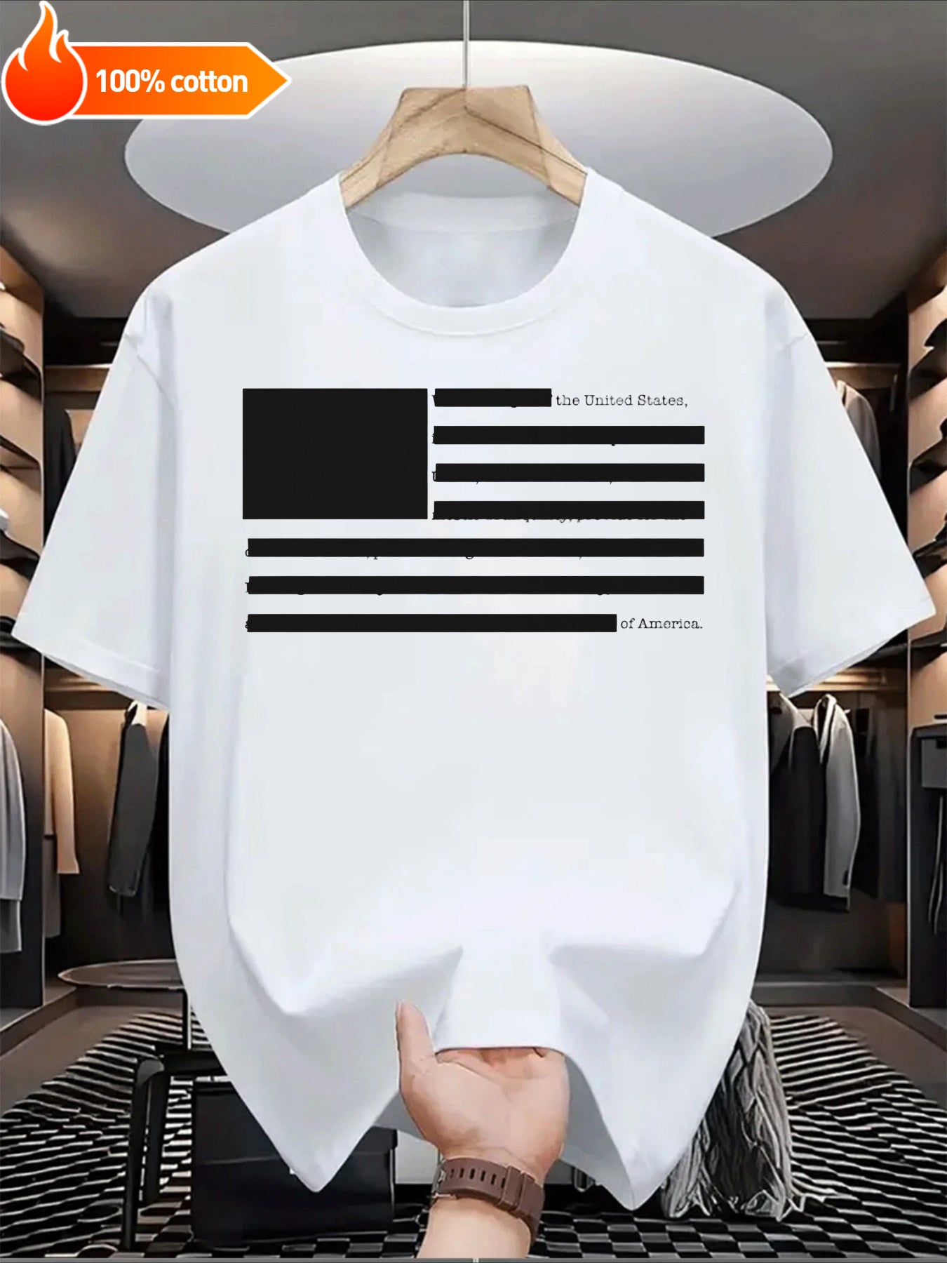 White T-shirt The United States of America Comfortable Cotton Casual Round Neck Perfect for Outdoor Activities Casual Attire